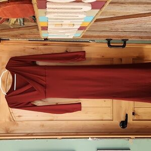 Chic Long Sleeve Burgundy Dress